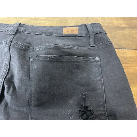 Judy Blue Women's Plus 22W Black Stretch Distressed Denim Skinny Jeans High Rise - Picture 7 of 11